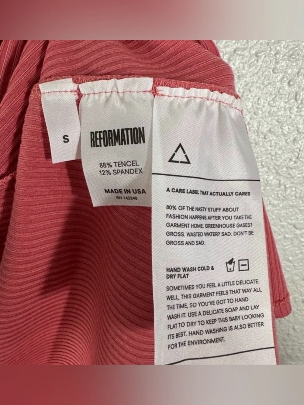 Reformation Ribbed Wrap Mini Dress Dusty Rose Size S - Picture 3 of 4